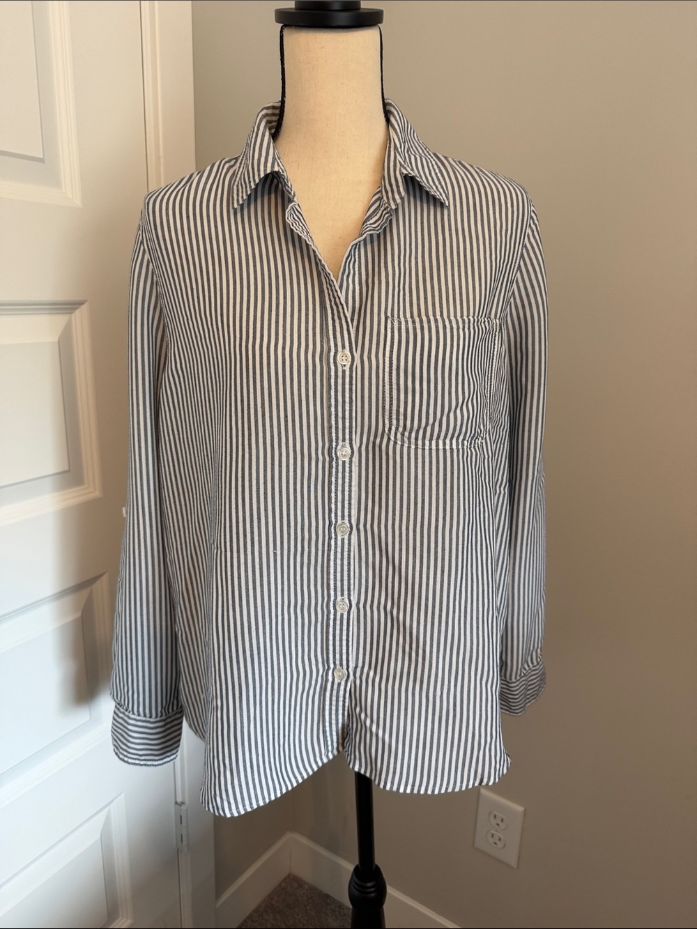 Velvet Heart Blue and White Striped Button Down Shirt - Picture 1 of 6